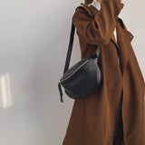 Wine Red Wide Single Strap Half Moon Chestbag