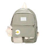 Nylon Backpack with Doll Pendant for Teenage Girls