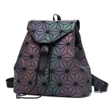 Geometric Plaid Women Backpack Teen School Bag Holographic Drawstring Bag
