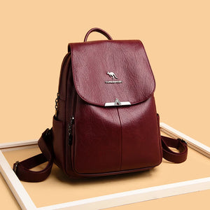 Women Backpack Soft Leather Large Capacity Travel Bag Tote