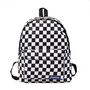 Plaid Nylon Daypack Laptop Travel Backpack