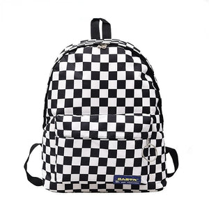 Plaid Nylon Daypack Laptop Travel Backpack