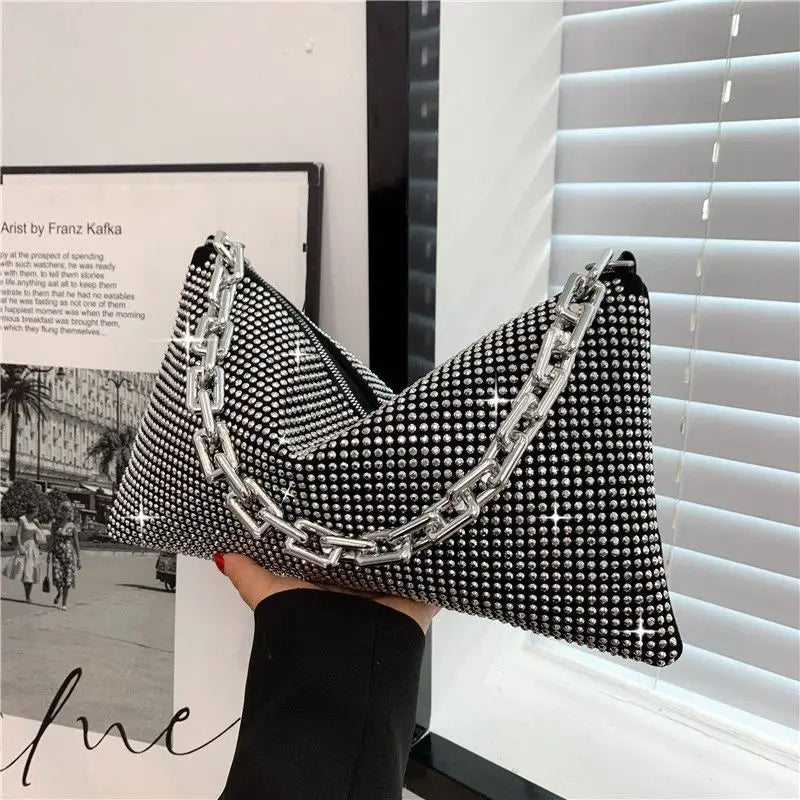 Rhinestone Pattern Crossbody Bag Saddle Messenger Bag for Women