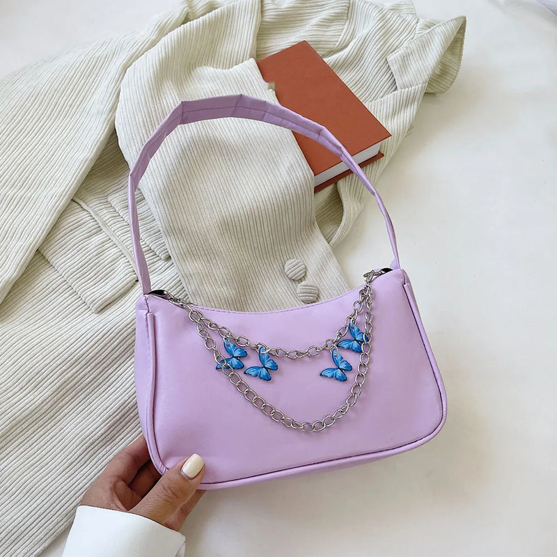 Women Butterfly Chain Bag Candy Bag Female Underarm Bags