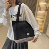 Women Canvas Bag Contrast Letter Print Tote Bags Female Large Capacity