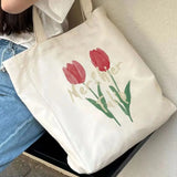Tulips Printing Canvas Shoulder Bag for Women