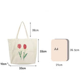 Tulips Printing Canvas Shoulder Bag for Women