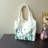 Women Canvas Shoulder Bag Orchid Printing Casual Handbag Tote Bag