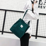 Women Canvas Tote Bag Corduroy Shopping Eco Cloth Handbag Shoulder Reusable