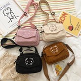 Women Canvas Zipper Bag Preppy Style Student Tote Shoulder Messenger Bag