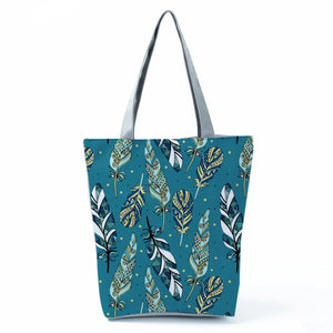 Feather Print High Capacity Travel Shoulder Bags Tote Handbag