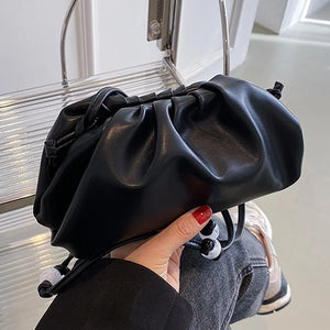 Women Dumpling Clip Purse Bag Clutch Cloud Underarm Bags Shoulder Bag