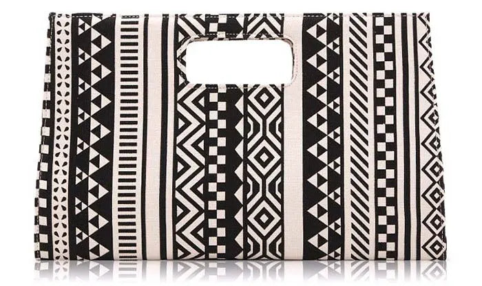 Classic & Geometric Patterns Handbags Canvas Clutches Evening Bags