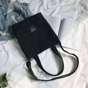 Women Corduroy Zipper Shoulder Bag Casual Tote