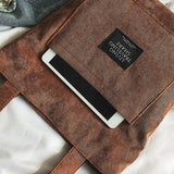 Women Corduroy Zipper Shoulder Bag Casual Tote
