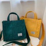 Corduroy Zipper Shoulder Bag Handbag for Women
