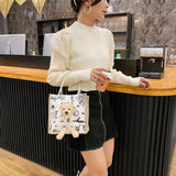Embroidery Bear Handbag Soft Plush Tote Cloth Shopper Bags Eco Shoulder Bag