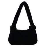 Heart Print Shoulder Bag Winter Soft Plush Crossbody Warm Fluffy Underarm Travel