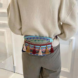 Women Folk Style Waist Bags With Adjustable Strap Patchwork Fanny Pack