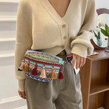 Women Folk Style Waist Bags With Adjustable Strap Patchwork Fanny Pack