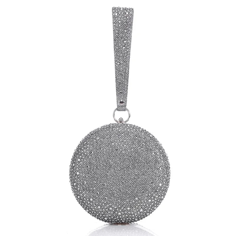 Women Bling Round Diamond Evening Bags Wedding Dinner Wallets