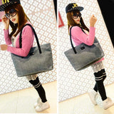 Canvas Shoulder Bags Appliques Portable Women's Handbags Large Capacity