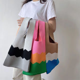 Boho Beach Bag Casual Large Capacity Shopping Bag Lightweight Shoulder Tote Bag