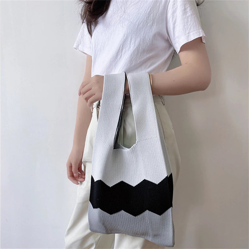 Boho Beach Bag Casual Large Capacity Shopping Bag Lightweight Shoulder Tote Bag