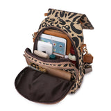 Leather Backpack Shoulder Bags Leopard Print School Travel Girls