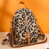 Leather Backpack Shoulder Bags Leopard Print School Travel Girls