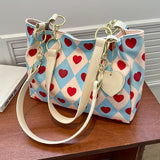 Printed Hearts Leather Handbag Lovely Style Women Shoulder Bag