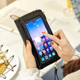 Women Messenger Bag Touch Screen Transparent Mobile Phone Bags Female
