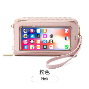 Women Messenger Bag Touch Screen Transparent Mobile Phone Bags Female