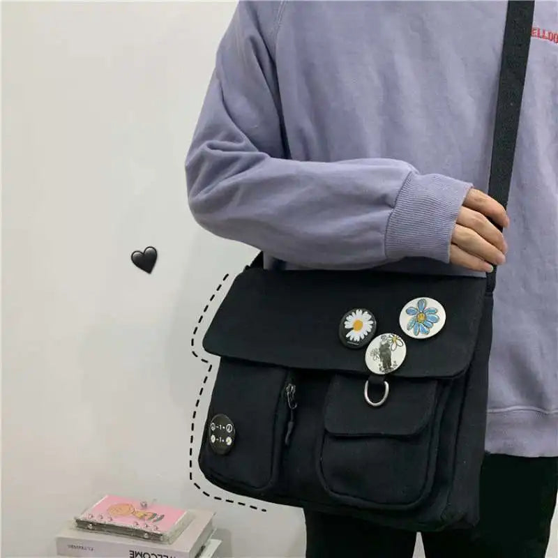 Canvas Messenger Bag Youth Casual Shoulder Crossbody Large Capacity