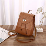 Women Mini Leather Backpack Solid Daily Travel Backpacks Women's Brown Backpack