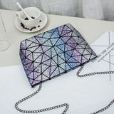 Women Plaid Laser Bag Geometric Chain Shoulder Bags Mini Casual Clutch Handbag