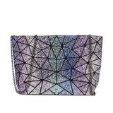 Women Plaid Laser Bag Geometric Chain Shoulder Bags Mini Casual Clutch Handbag