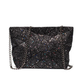 Women Plaid Laser Bag Geometric Chain Shoulder Bags Mini Casual Clutch Handbag