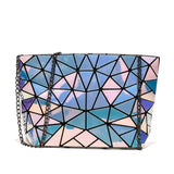Women Plaid Laser Bag Geometric Chain Shoulder Bags Mini Casual Clutch Handbag