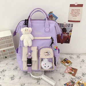 Purple Backpack For Teenage Girls Waterproof School Bags Ladies Casual Travel
