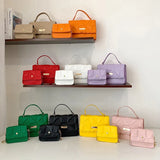 Women PU Leather Tote Crossbody Bag Set Plaid Shoulder Bag