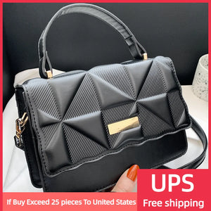 Women PU Leather Tote Crossbody Bag Set Plaid Shoulder Bag