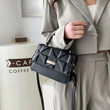 Women PU Leather Tote Crossbody Bag Set Plaid Shoulder Bag