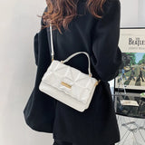 Women PU Leather Tote Crossbody Bag Set Plaid Shoulder Bag