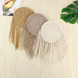 Women Round Tassel Crossbody Shoulder Bag Summer Straw Messenger Bags