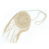 Women Round Tassel Crossbody Shoulder Bag Summer Straw Messenger Bags