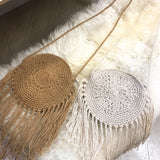 Women Round Tassel Crossbody Shoulder Bag Summer Straw Messenger Bags