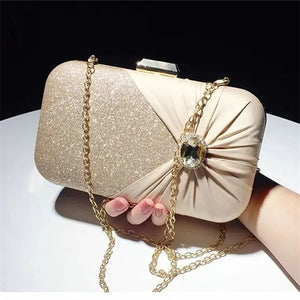 Silk Clutch Bags Striped Bling Purse Wedding Dinner Mini Banquet With Chain