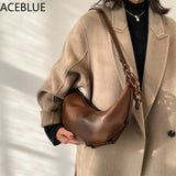 Vintage Soft Leather Crossbody Bag with Chains