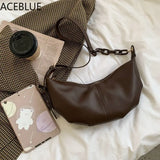 Vintage Soft Leather Crossbody Bag with Chains